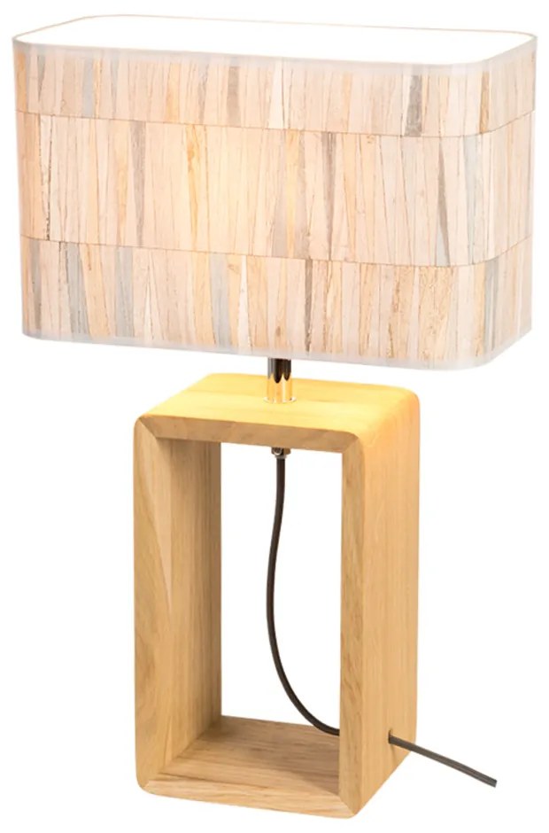 Stolová lampa MALO, 1xMax.25W, viacfarebné textilné tienidlo, olejovaný dub