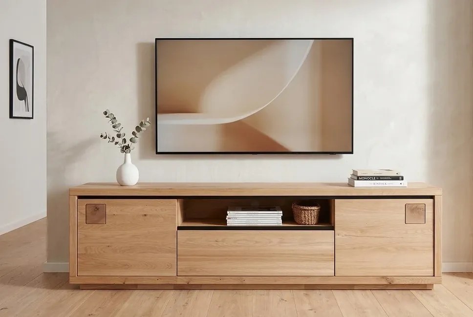 Masívny TV stolík Dubra z divokého dubu 215 cm