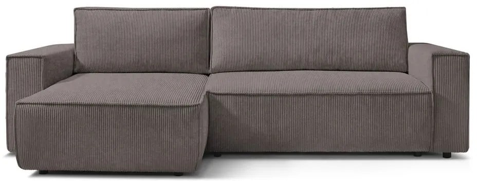 Taupe menčestrová rozkladacia/s úložným priestorom rohová pohovka Nihad – Bobochic Paris