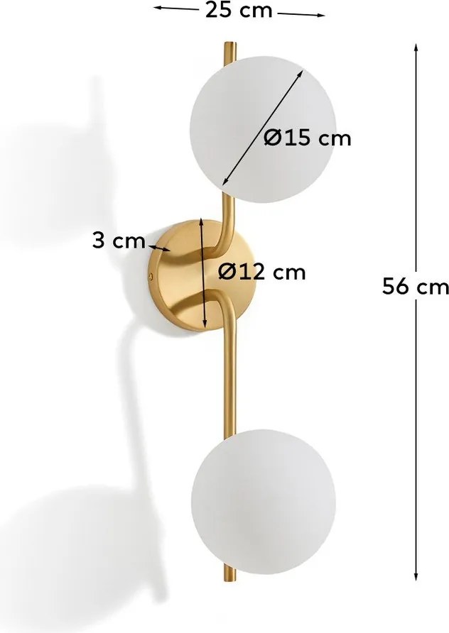 Biele/v zlatej farbe nástenné svietidlo Brisia – Kave Home