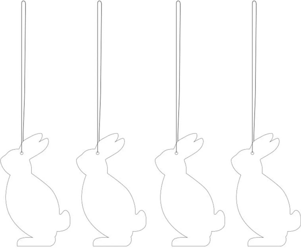 Veľkonočné ozdoby, set 4 ks, zajačiky – biele