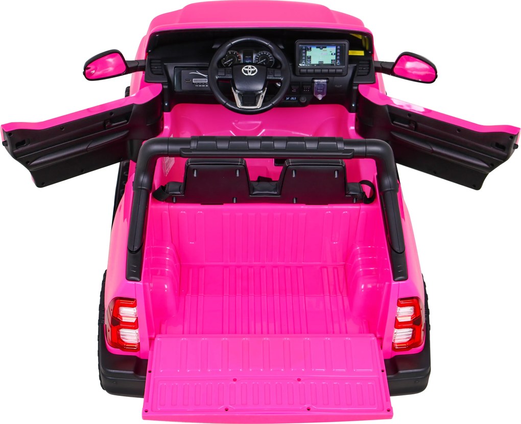 Ramiz Toyota Hilux na batérie pre deti, ružový pickup + pohon 4x4 + diaľkové ovládanie