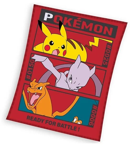 Detská deka Carbotex Pokémon Pikachu MewToo aCharizard, 110 x 140 cm