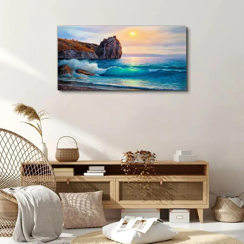 Obraz Canvas Maľovanie oceánu pobrežie