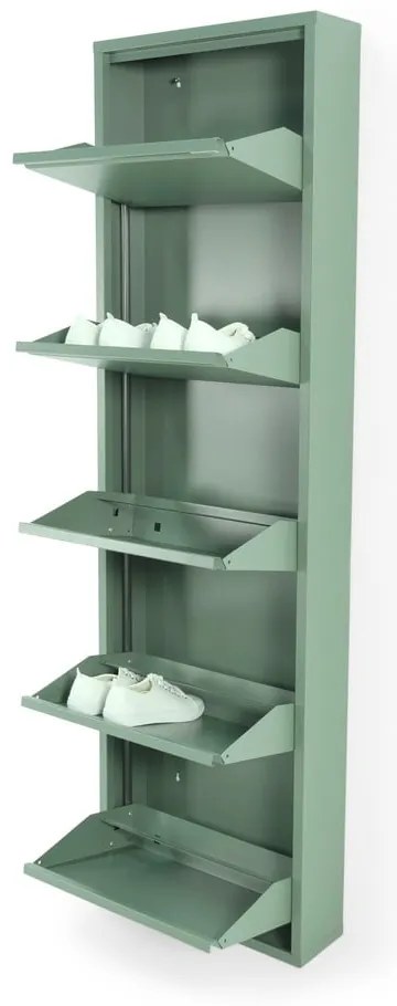 Sivozelená kovová výklopná skrinka na topánky 50x169x15 cm Billy – Spinder Design