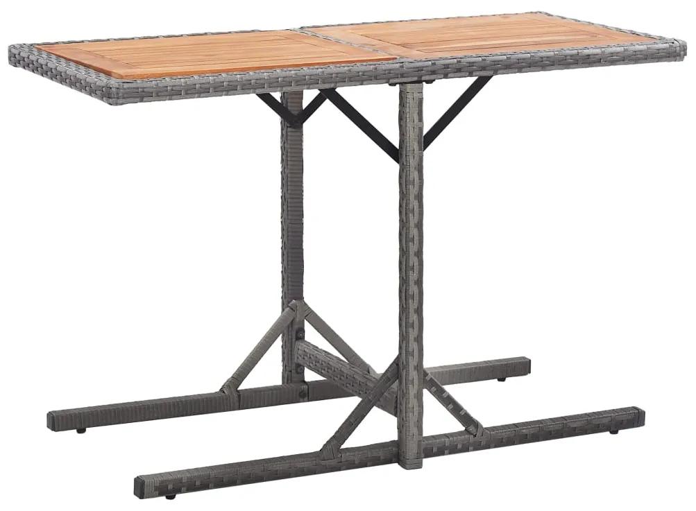 vidaXL Záhradný stôl, antracitový, polyratan a akáciový masív