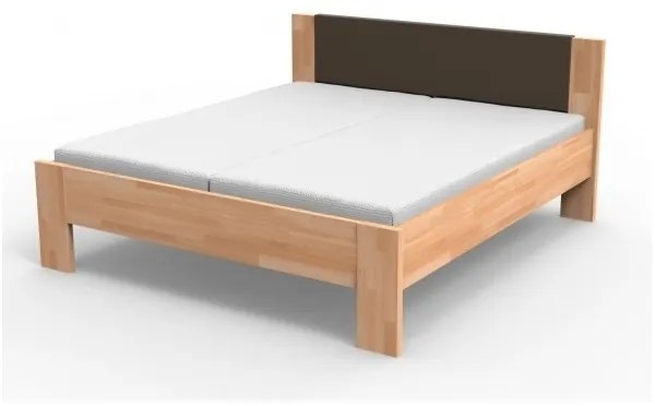 TEXPOL Manželská masívna posteľ NIKOLETA - čalúnené čelo Veľkosť: 200 x 200 cm, Materiál: BUK morenie tabak