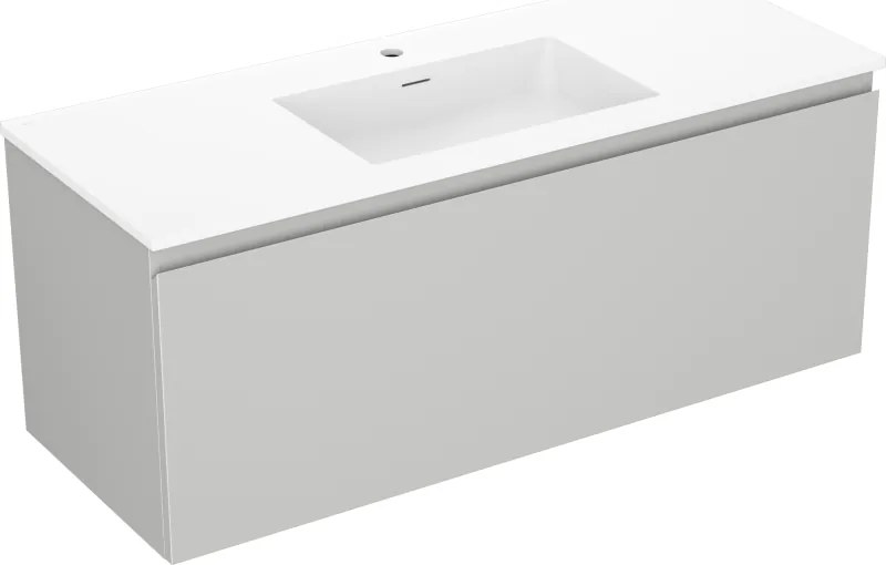 Mexen Orio, kúpeľňová skrinka 120 cm s umývadlom Otis, 1 zásuvka, šedá matná/biela matná, 91A10-12047-1-BF62-W18M01