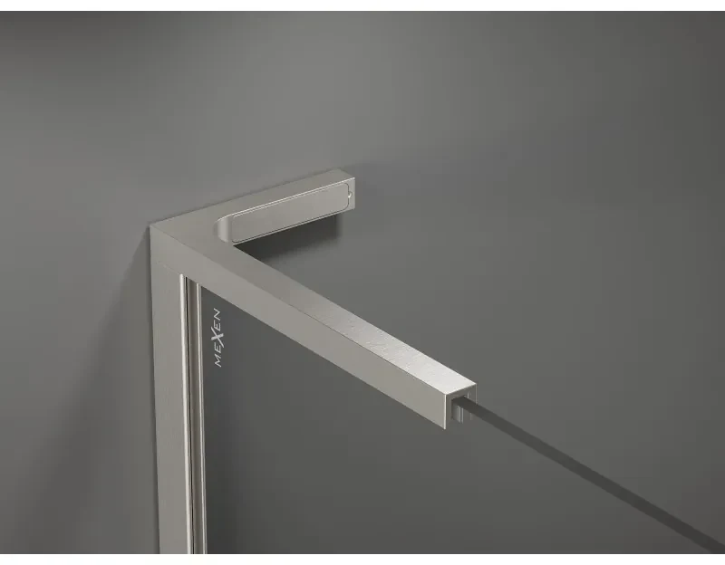 Mexen Kioto+ L, sprchová zástena Walk-In s poličkou a vešiakom 100 x 200 cm, 8mm sklo s rebrovým vzorom, brúsená oceľ profil, 800-100-123-97-09