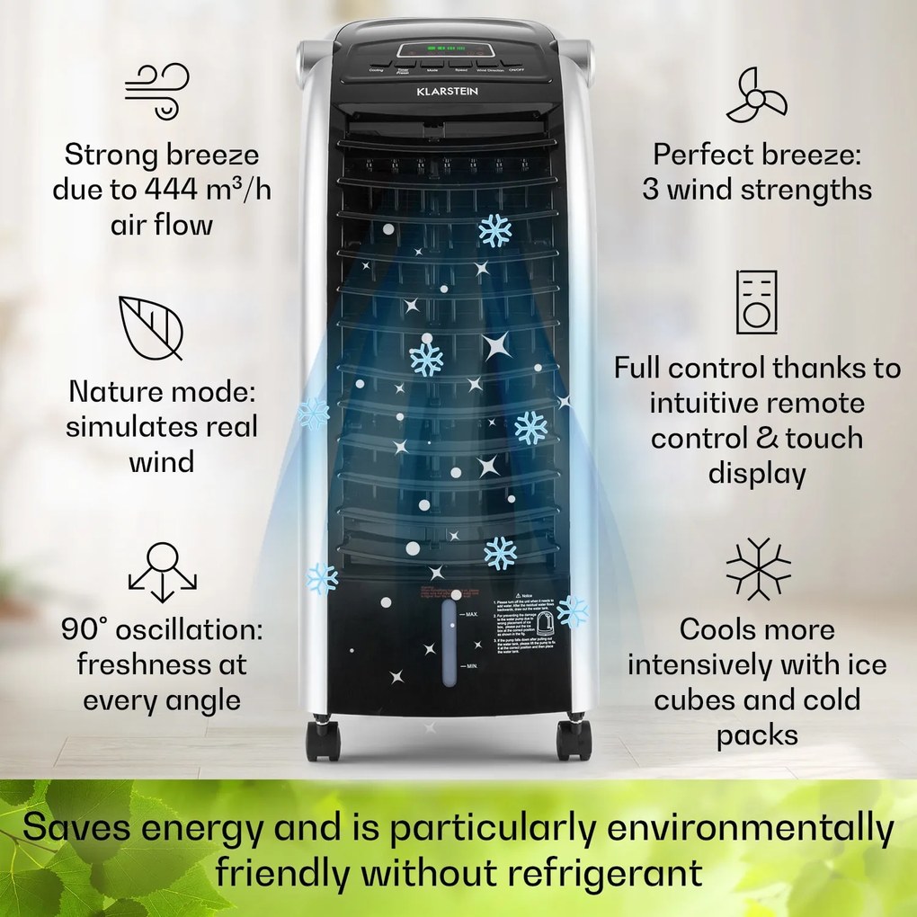 Klarstein Maxfresh, 4 v 1 ochladzovač vzduchu, ventilátor, 65 W, 6 l, diaľkový ovládač, 2 x chladiaci box