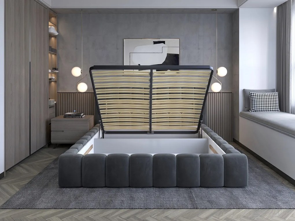 Manželská posteľ 140 cm Luxa (ružová) (s roštom, úl. priestorom a LED). Akcia -20%. Vlastná spoľahlivá doprava až k Vám domov. 1041555