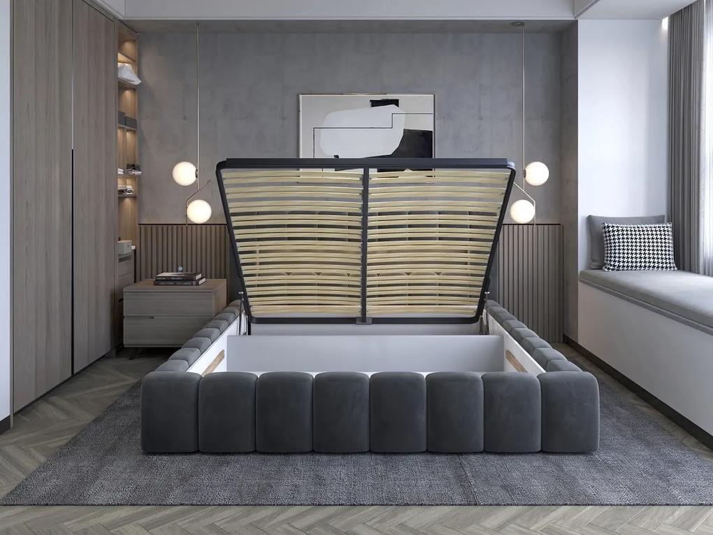 Manželská posteľ 140 cm Luxa (svetlohnedá) (s roštom, úl. priestorom a LED). Vlastná spoľahlivá doprava až k Vám domov. 1041551