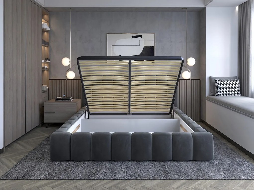 Manželská posteľ 160 cm Luxa (antracit) (s roštom, úl. priestorom a LED). Akcia -18%. Vlastná spoľahlivá doprava až k Vám domov. 1041568