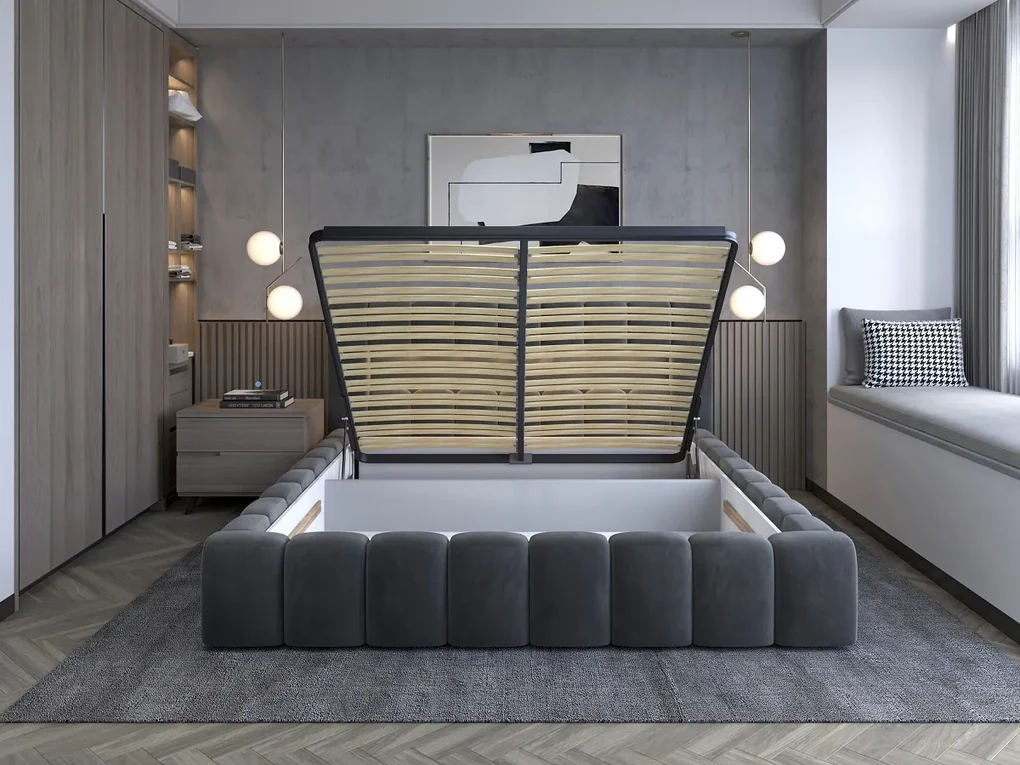 Manželská posteľ 180 cm Luxa (antracit) (s roštom, úl. priestorom a LED). Vlastná spoľahlivá doprava až k Vám domov. 1041577