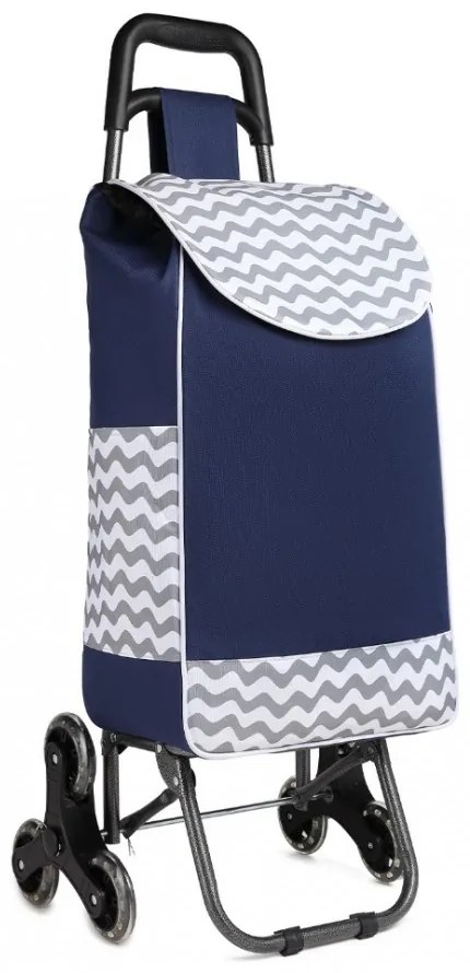 Konofactory Modrá nákupná taška na kolieskach do schodov "Helper"