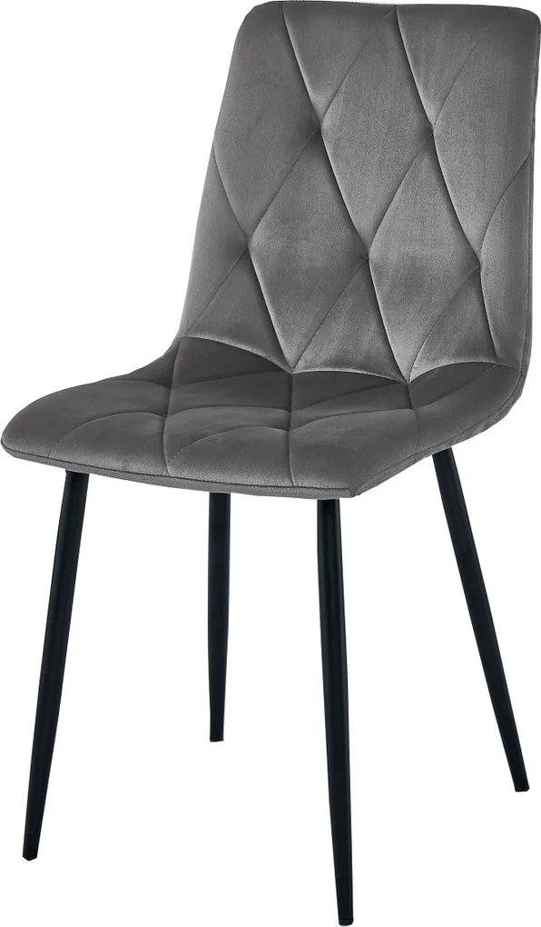 AKCIA Tmavosivá zamatová jedálenská stolička LIBRA s čiernymi nohami II. akosť