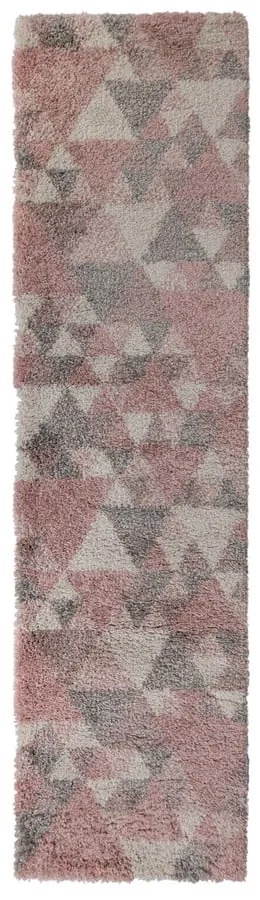Sivo-ružový koberec Flair Rugs Nuru, 60 x 230 cm