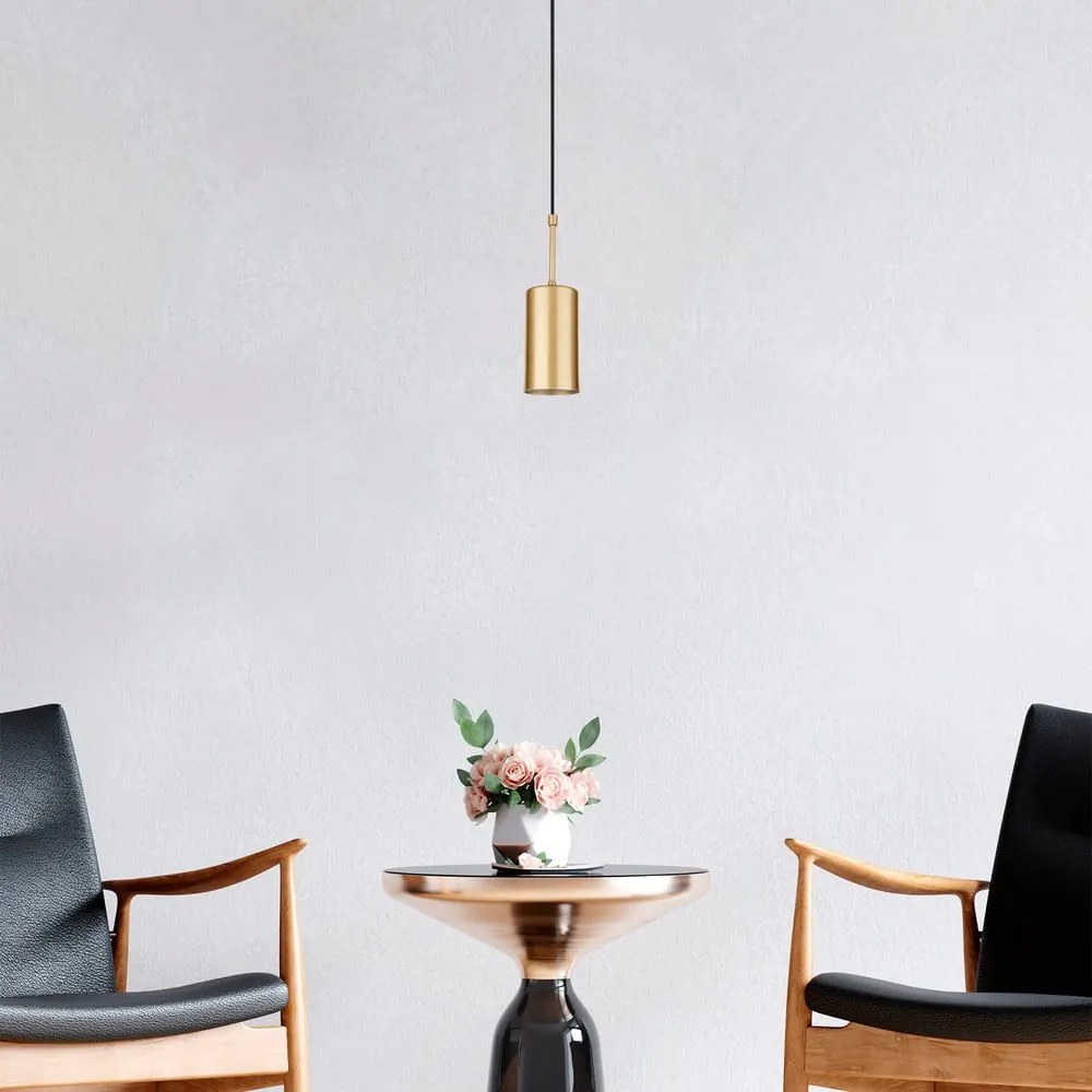 Závesné svietidlo v zlatej farbe Squid Lighting Geo, výška 124 cm