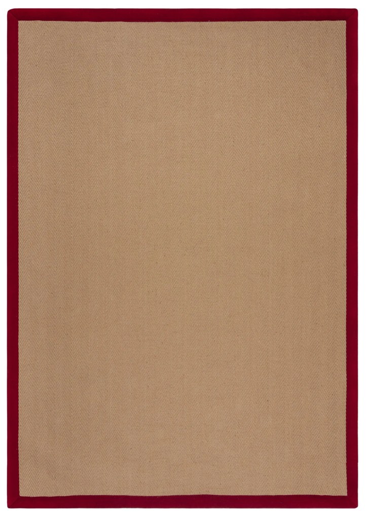 Flair Rugs, Kusový koberec Herringbone Border Kira Red, 120x170, béžová, chodba / predsieň