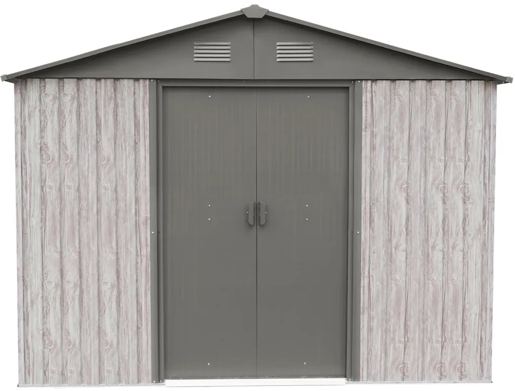 Záhradný domček BestBerg ZDB-9SD / 9 m² / 279 x 324 x 211 cm / biele drevo / sivá