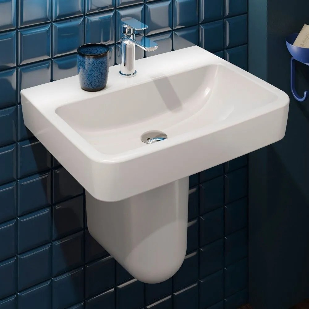 VILLEROY &amp; BOCH O.novo závesné umývadlo s otvorom, bez prepadu, 600 x 460 mm, biela alpská, s povrchom AntiBac a CeramicPlus, 4A4161T2