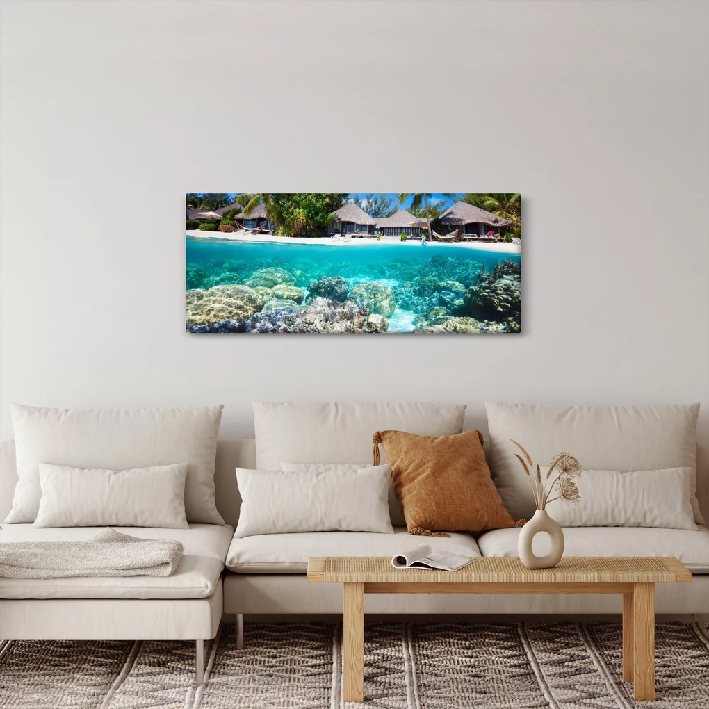 Obraz pláže na tropickom ostrove (120x50 cm)