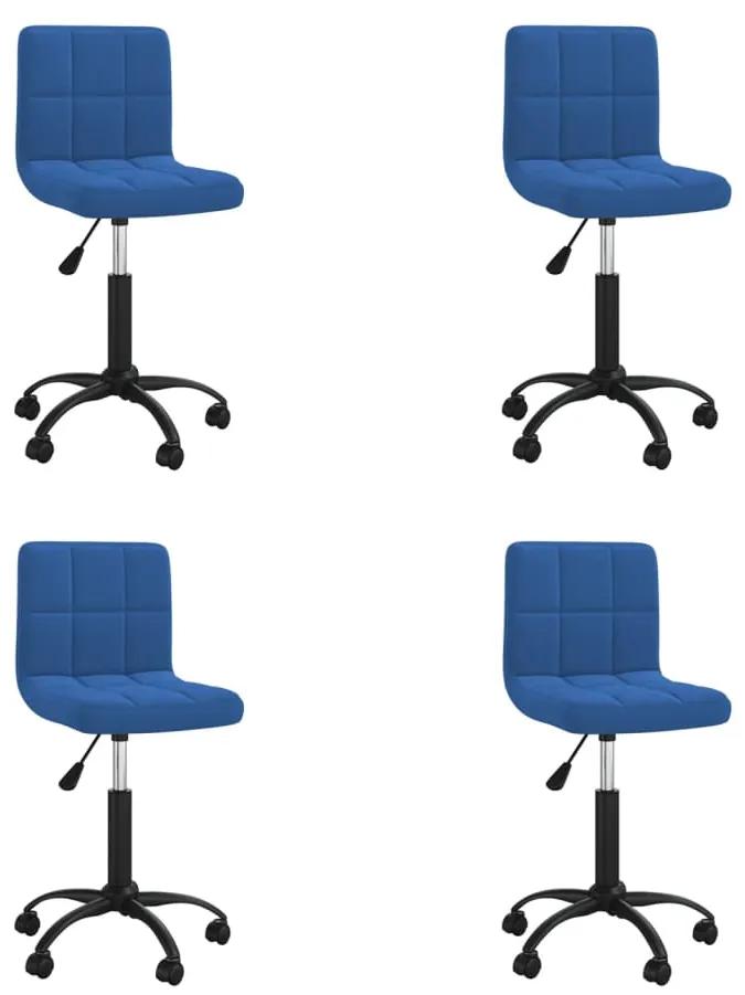 Otočné jedálenské stoličky 4 ks modré zamatové