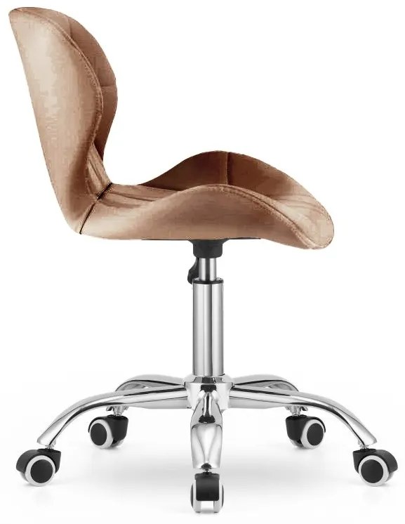 Set do pracovne ZARIMO stôl 80x40 cm, biela + kreslo AVOLA VELVET svetlo hnedé