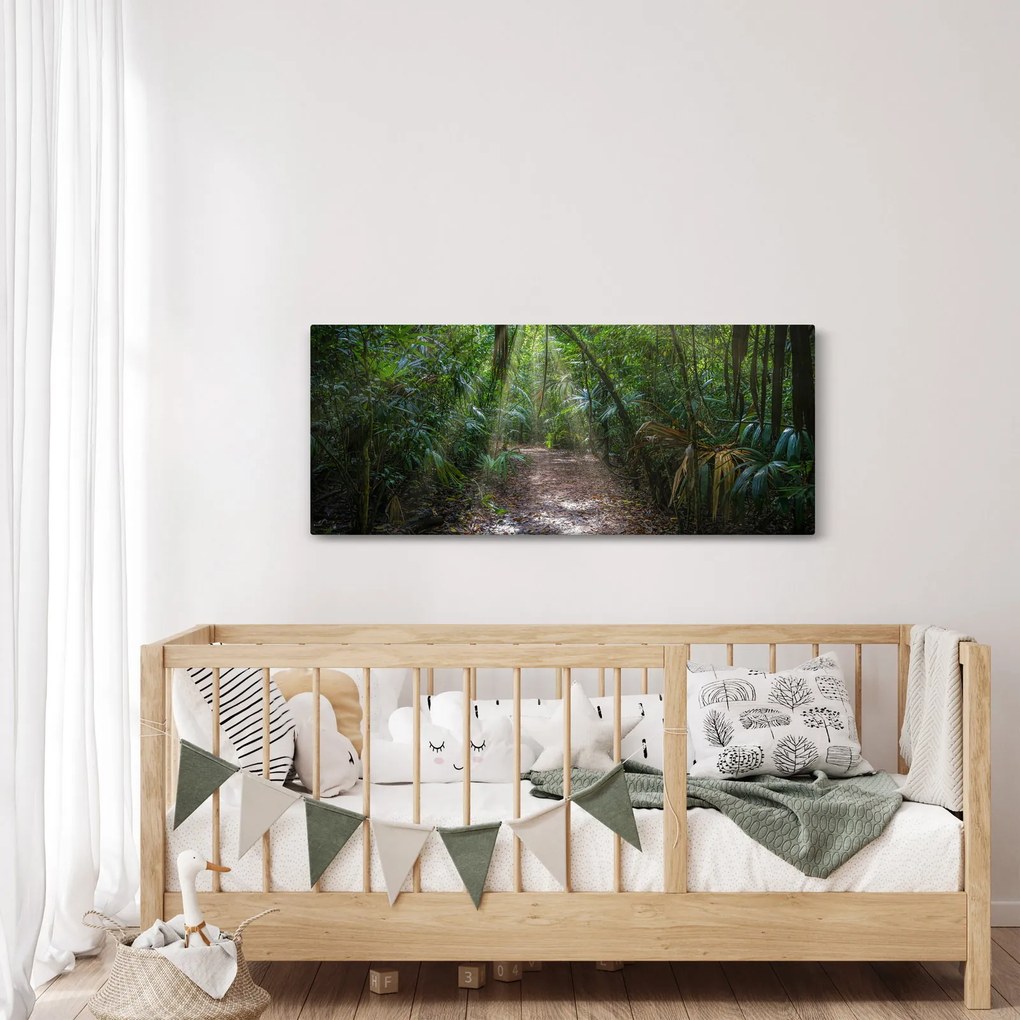 Obraz - Slnečné lúče v džungli (120x50 cm)