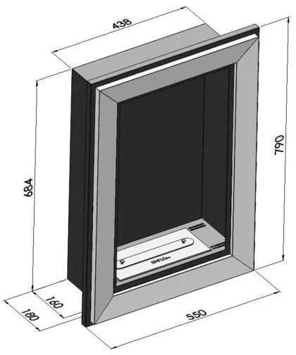 InFire - Vstavaný BIO krb 79x55 cm 3kW čierna