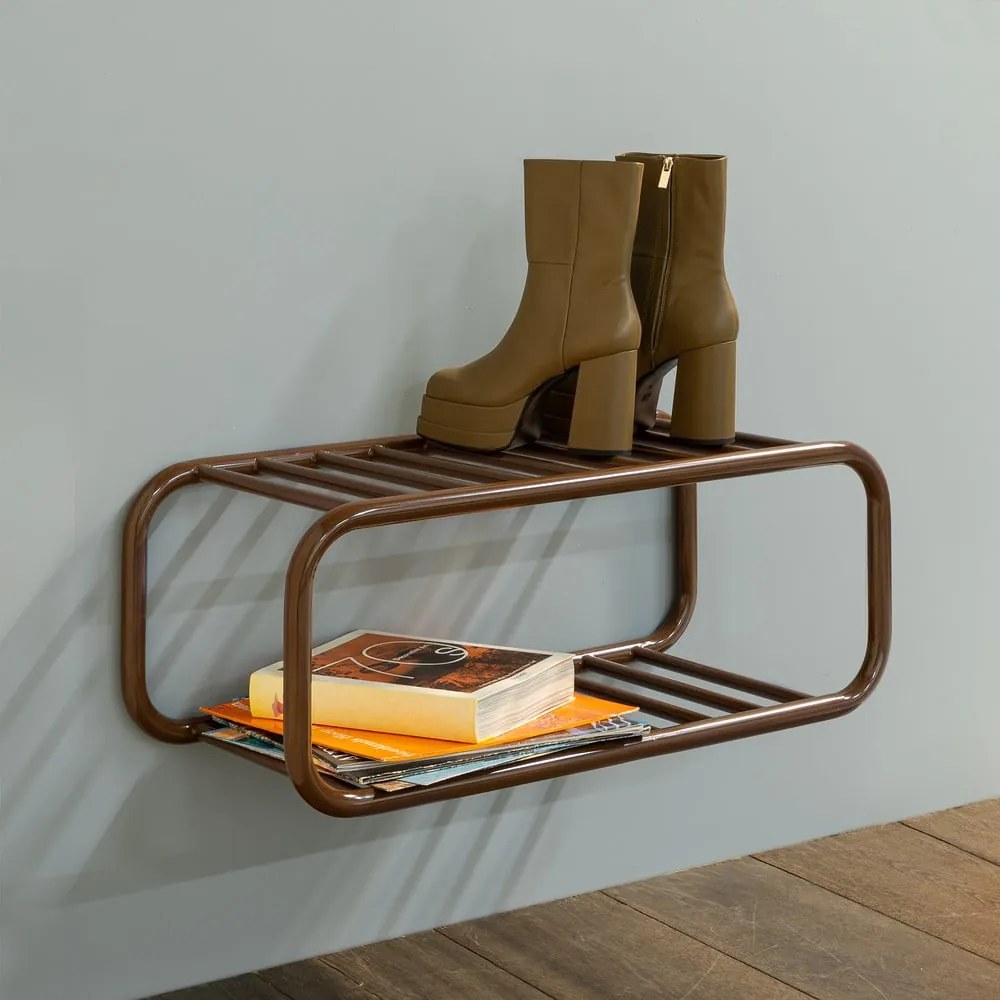 Tmavohnedá kovová závesná skrinka na topánky 72x28x35 cm Retro – Spinder Design