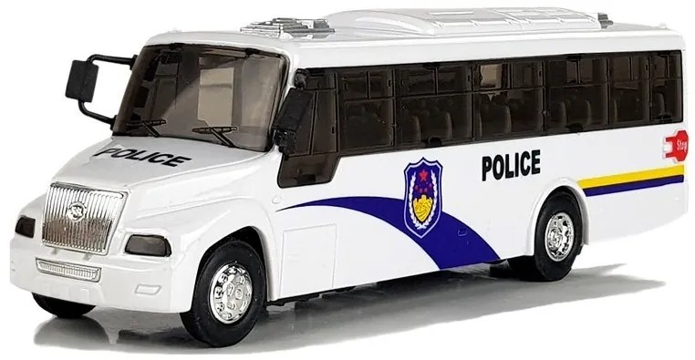 LEAN TOYS Policajný autobus so zvukovými efektami biely