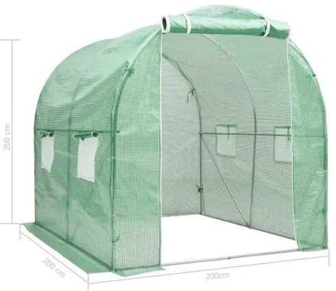 vidaXL Skleník s oceľovými základmi 4 m² 2x2x2 cm-