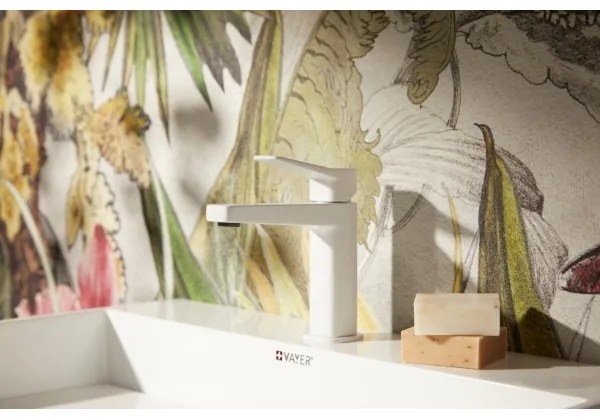 KFA Armatura 4522-815-44 - Umývadlová batéria + vypúšťací ventil MALAGA 15,9 cm biela