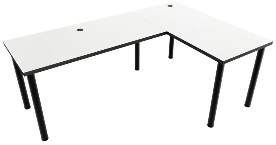 Počítačový rohový stôl N, 200/135x73-76x65, čierna, ľavý