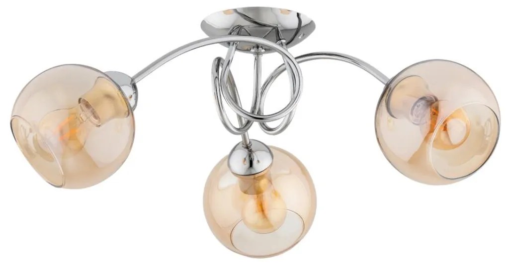 Prisadený luster TEVI 3xE27/60W/230V lesklý chróm/béžová