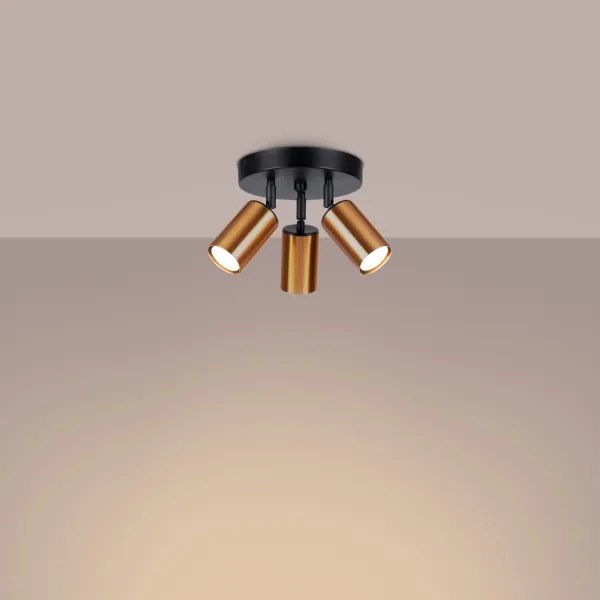 Sollux SL.1377 - Bodové svietidlo WINX 3xGU10/10W/230V čierna/meď