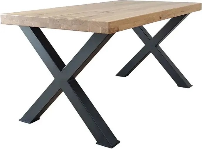Pevný jedálenský stôl s kovovými podnožami v tvare X, 160x90 cm