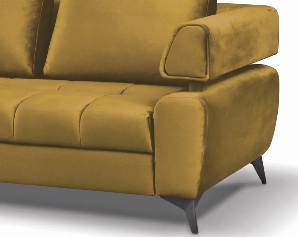 Rohová sedacia súprava Paris, horčicová žltá látka, ľavý roh