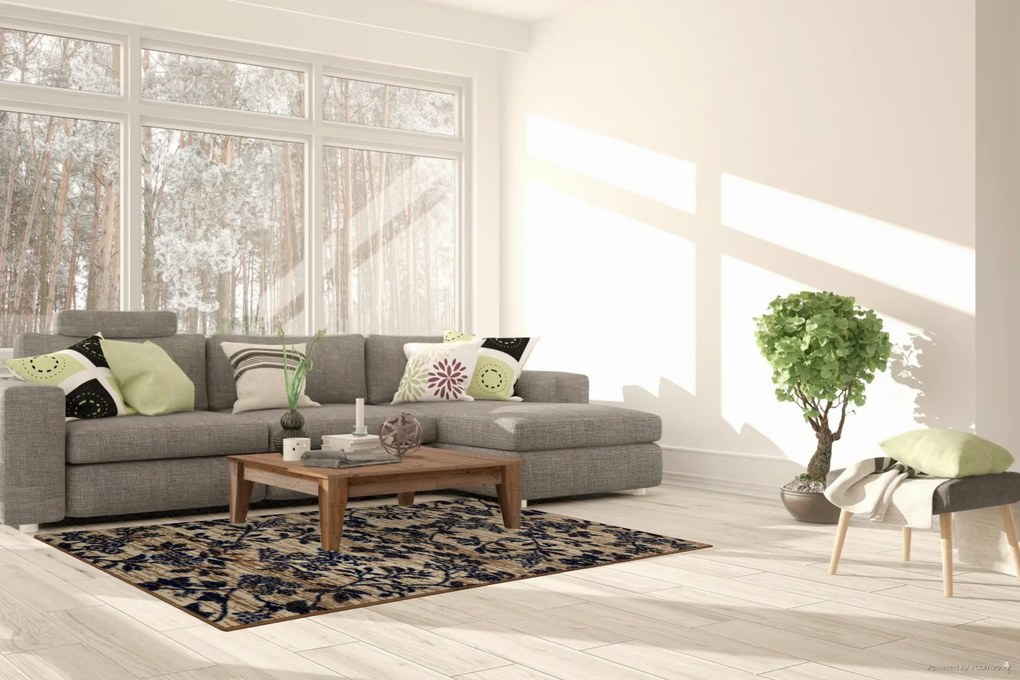 TRHÁK: Kusový koberec Flowers beige, 190x280, béžová, obývacia izba, Alfa Carpets