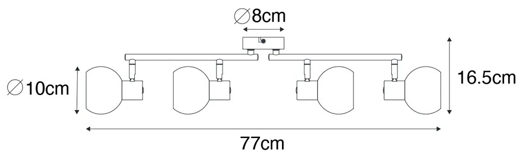 Art Deco bodové svietidlo zlaté s ružovým sklom 4-svetlo - Vidro