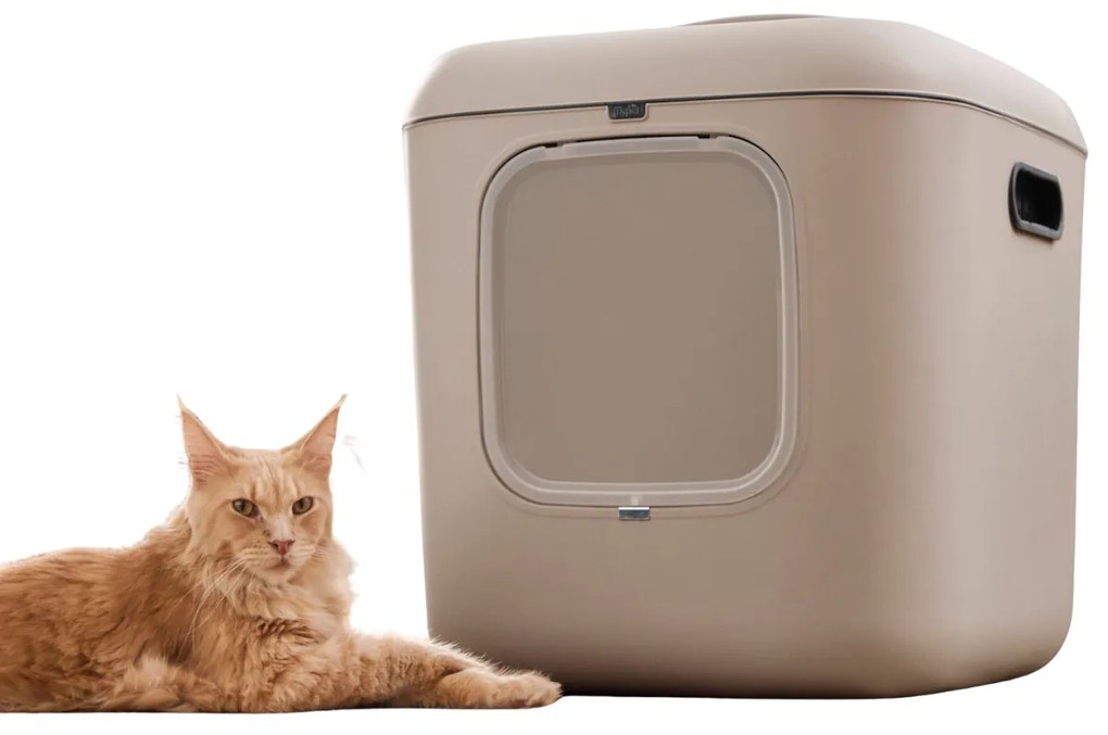 2. akosť - Mačacia toaleta, krytý záchod pre mačky CAT XXL - béžová (prasknuté veko)