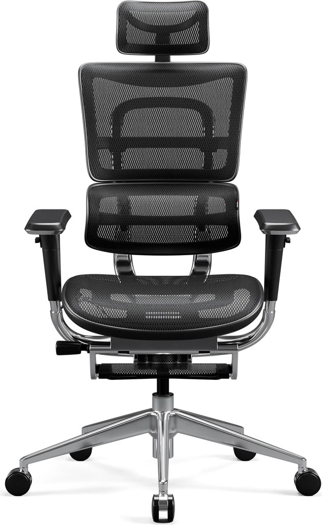 Ergonomická kancelárska stolička s podnožkou Normal Size, čierna: Diablo V-Master