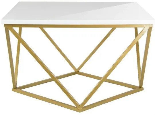 Konferenčný stolík CURVED 62x62 cm mosadz/biela