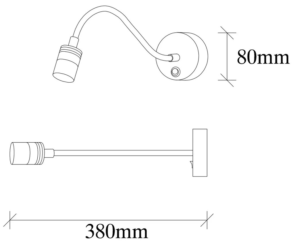 Nástenná lampa Reading I čierna