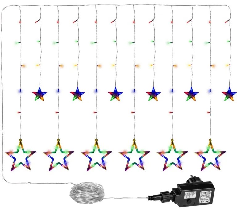 VOLTRONIC Vianočný záves,svietiace hviezdy, 150 LED, farebný