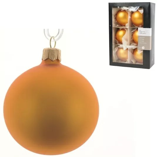 Sada sklenených vianočných ozdôb MATTE GOLD 7 cm zlatá, 6 ks