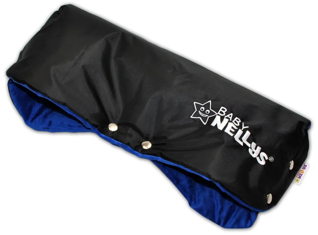Rukávnik ku kočíku Baby Nellys ® Minky - modrá/čierny