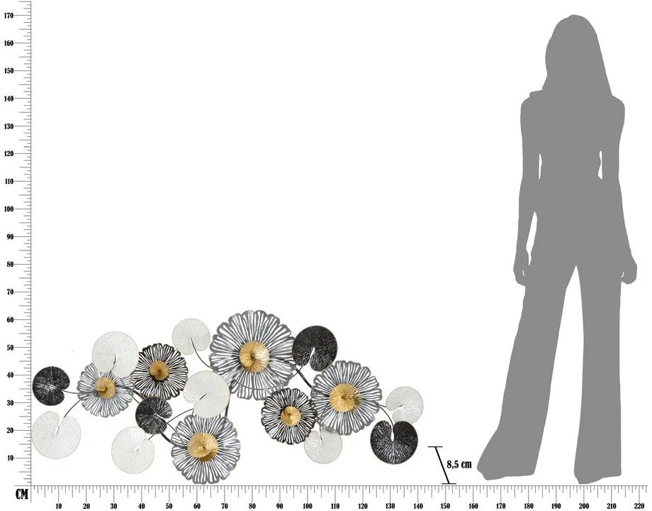 Nástenná kovová dekorácia Mauro Ferretti Troby, 143 × 64cm