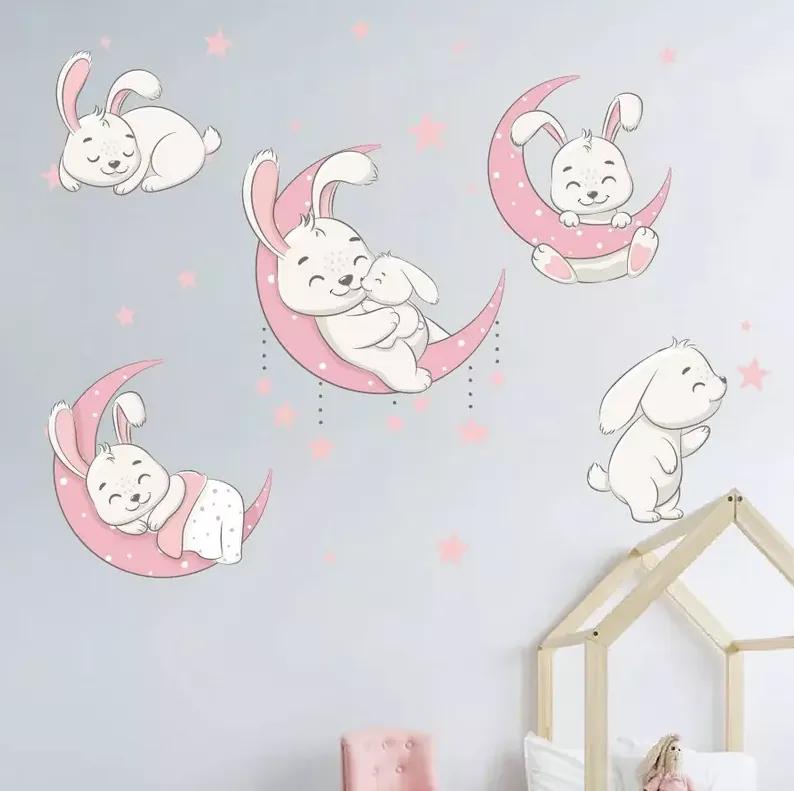 Veselá Stena Samolepka na stenu na stenu Roztomilé králičky